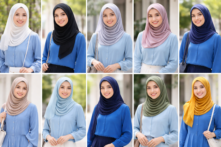 Baju Biru Cocok dengan Jilbab Warna Apa? Ini 10 Kombinasinya