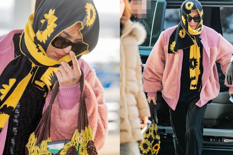 Fesyen Mino WINNER yang dibilang unik dan berani saat di bandara
