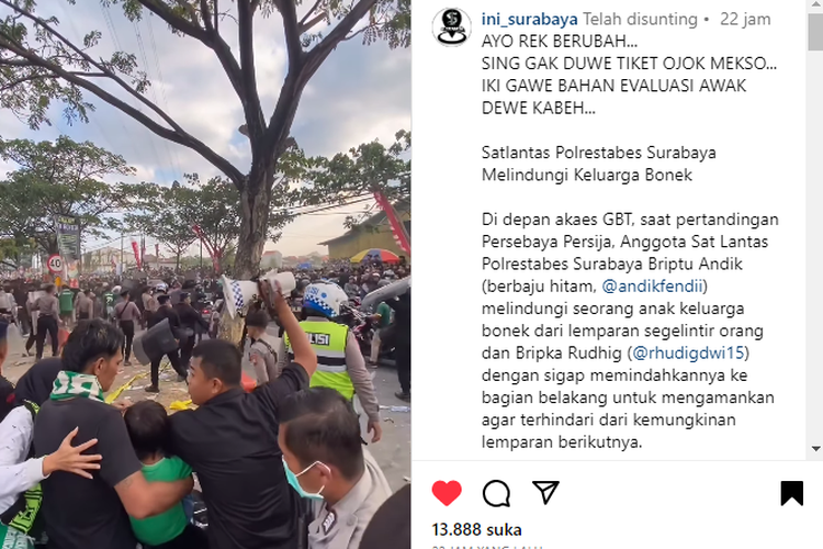 Tangkapan layar video ketegangan yang sempat terjadi menjelang pertandingan persahabatan antara Persebaya Surabaya vs Persija Jakarta di Stadion Gelora Bung Tomo, Surabaya, Minggu (18/6/2023) sore.