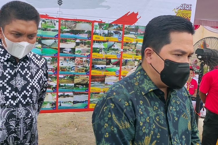 Menteri BUMN Erick Thohir saat berkunjung ke Ogan Ilir Sumatera Selatan Sabtu (23/10/2021)