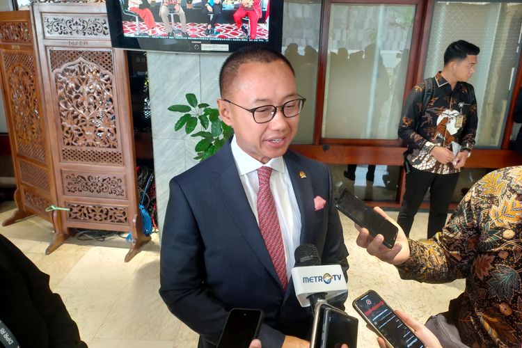 Sekretaris Jenderal PAN Eddy Soeparno di Kompleks Parlemen Senayan, Jakarta, Rabu (16/8/2023).