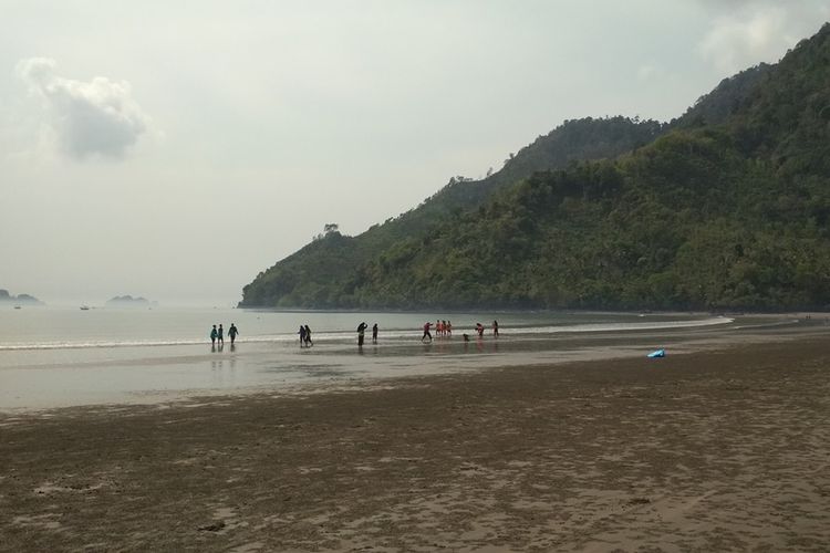 Suasana kawasan Pantai Prigi, terlihat bersih setelah dilakuakn pembersihan oleh Ribuan warga masyarakat Trenggalek Jawa Timur (19/11/2019).