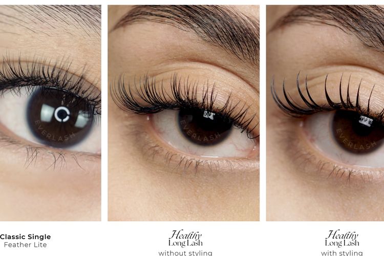 Jenis-jenis kelentikan bulu mata dalam treatment Healthy Long Lash dan Soft Lift dari Everlash.