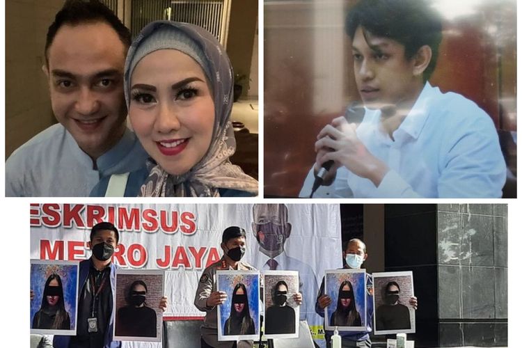 Kolase foto Gaga Muhammad, Venna Melinda dan Ferry Irawan, serta prekon penangkapan artis CA