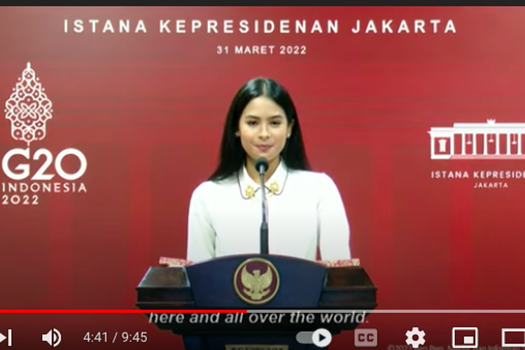 Maudy Ayunda dipilih menjadi juru bicara Presidensi G20 Indonesia, Istana Kepresidenan, Kamis (31/3/2022)