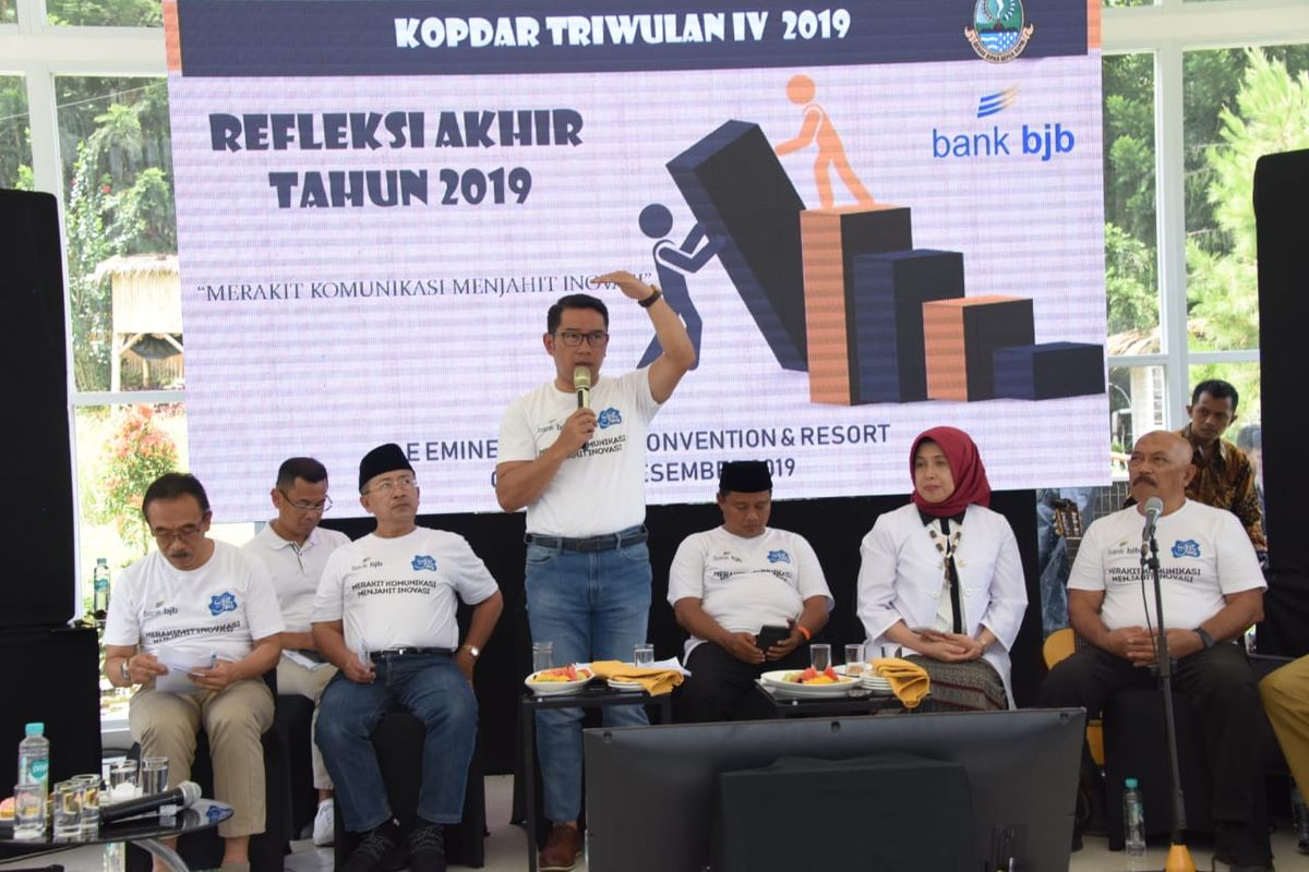 Gubernur Jawa Barat Ridwan Kamil, saat hadir dalam Koordinasi Penyelenggaraan Pemerintah Daerah (Kopdar) Triwulan IV Tahun 2019 di Eminence Hotel Cianjur, Selasa (3/12/2019). 