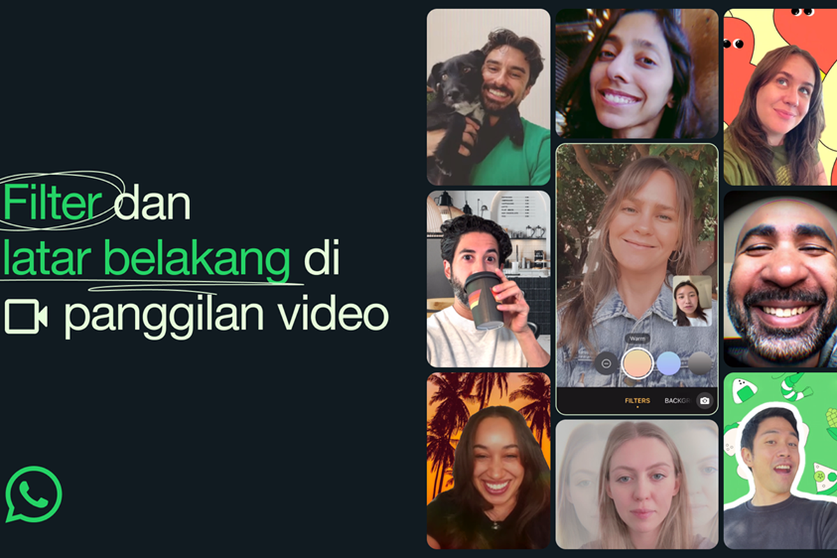 Ilustrasi fitur filter dan background video call WhatsApp