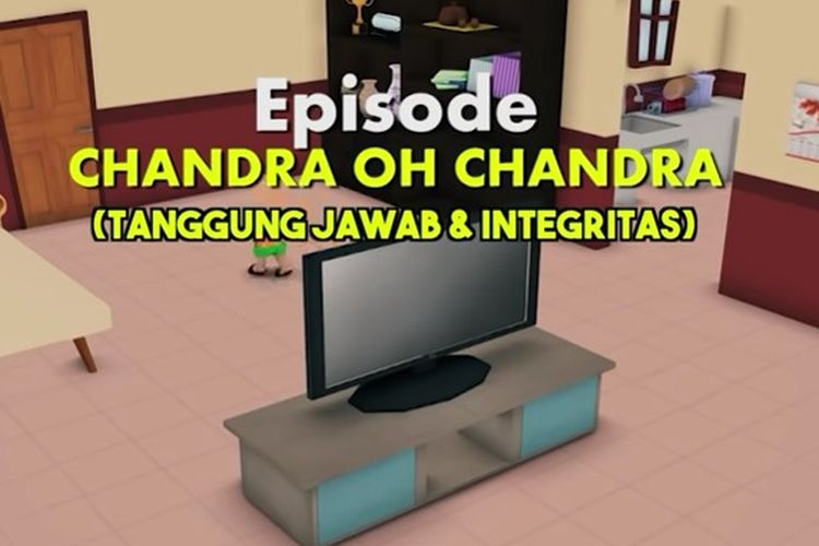 Tangkapan layar Belajar dari Rumah TVRI 22 Juli 2020 SD Kelas 1-3 tentang Chandra Oh Chandra (Tanggung Jawab dan Integritas).