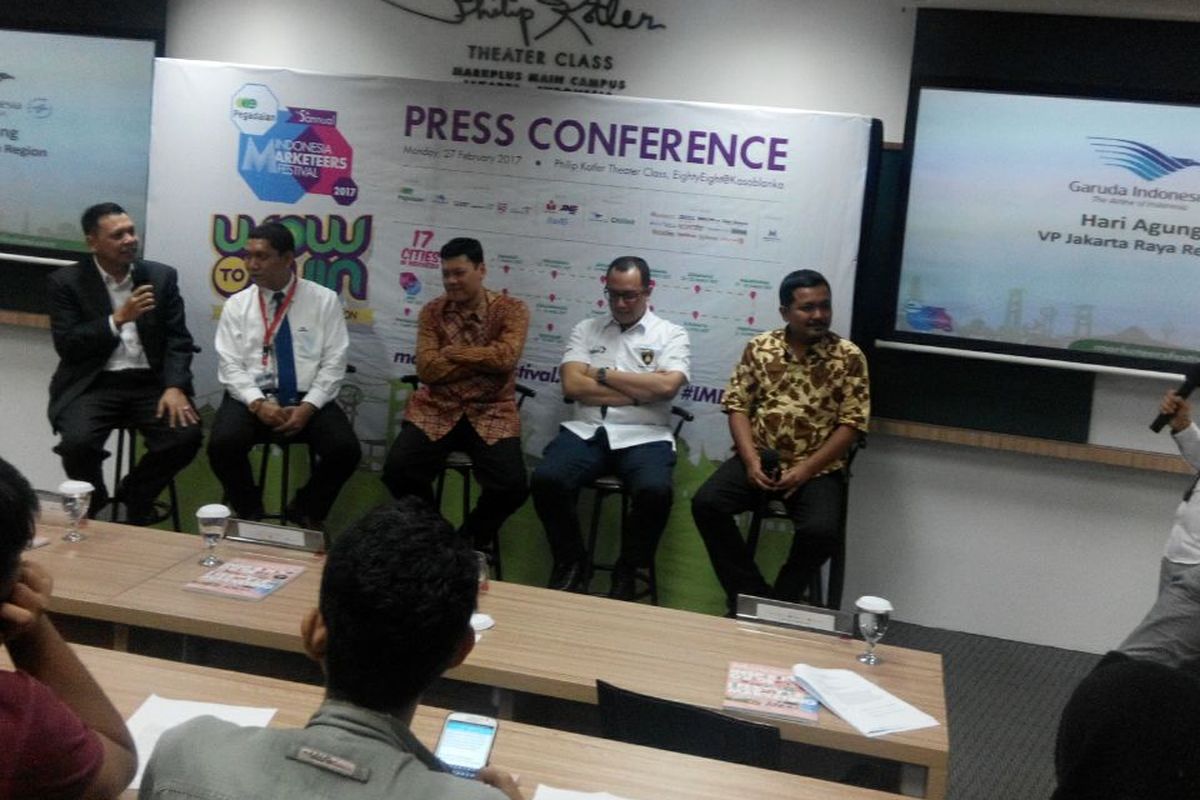 Konferensi Pers The 5th Indonesia Marketeers Festival 2017 di kantor Markplus di Jakarta, Senin (27/2/2017).