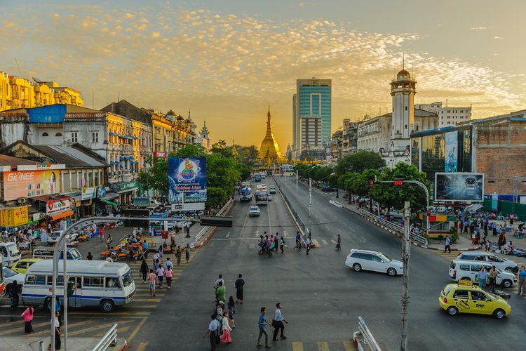 Ilustrasi Kota Yangon di Myanmar.