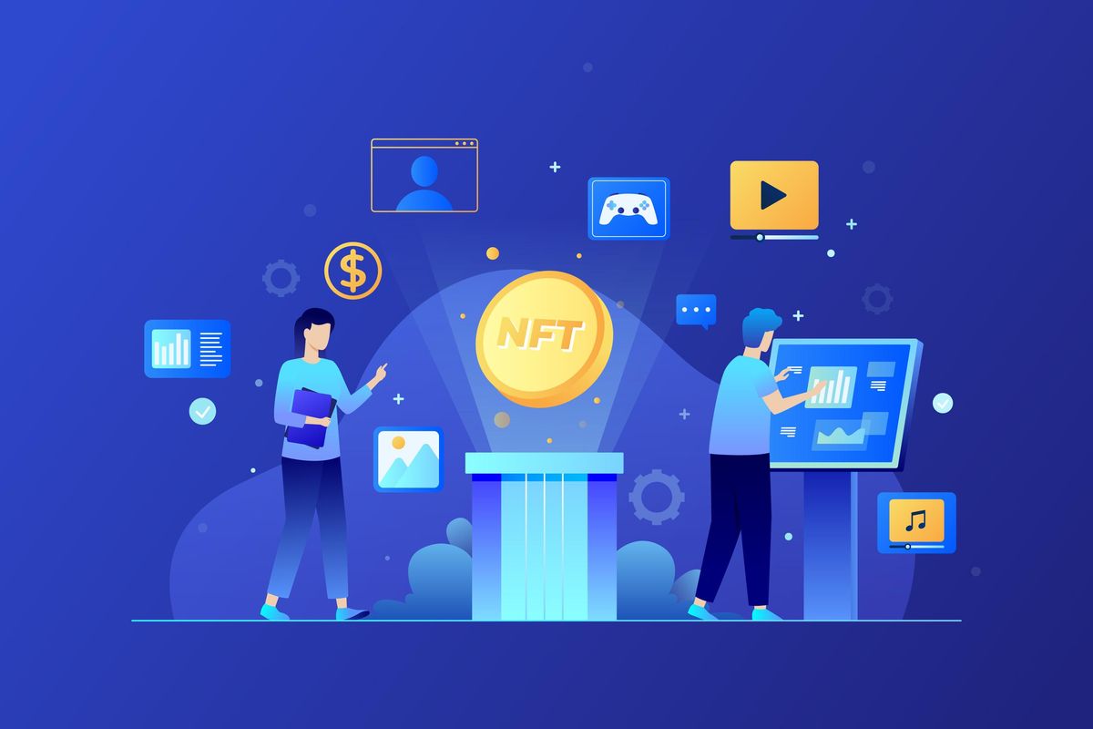 Illustrasi dari berbagai bentuk NFT yang ada di dunia digital saat ini.