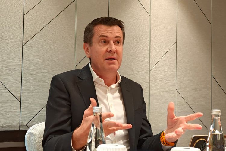 Head of Asia Pacific GSMA, Julian Gorman dalam pertemuan dengan sejumlah awak media yang digelar dalam rangakaian acara Digital Nation Summit Jakarta 2025.