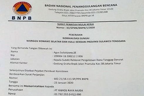 [HOAKS] Surat Perintah BNPB Terkait Normalisasi Sungai Sulawesi Tenggara