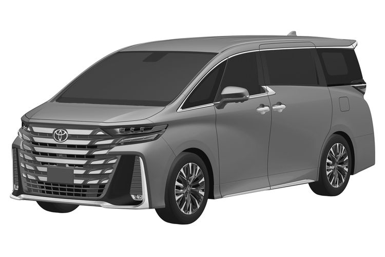 Alphard generasi baru telah terdaftar di Berita Resmi Desain Industri Nomor 29/DI/2023 yang diumumkan pada 7 Juli 2023 itu. Tertulis nama dan alamat pemohon desain tersebut adalah Toyota Shatai Kabushiki Kaisha yang beralamat di Kanayama Ichiriyama-cho, Kariya-shi, Aichi, Jepang.
