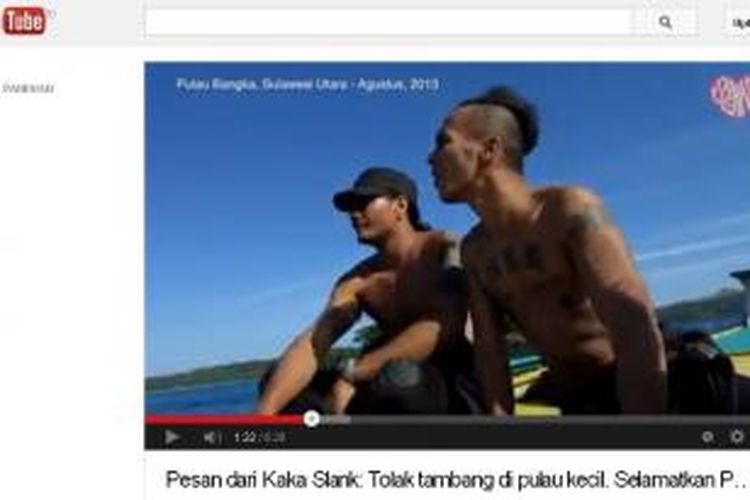 Salah satu adegan dalam video lagu ciptaan Kaka, vokalis Slank, mengenai sikap menentang rencana eksplorasi di Pulau Bangka, Mihahasa Utara, Sulawesi Utara. Video itu diunggah ke Youtube pada 27 September 2013.