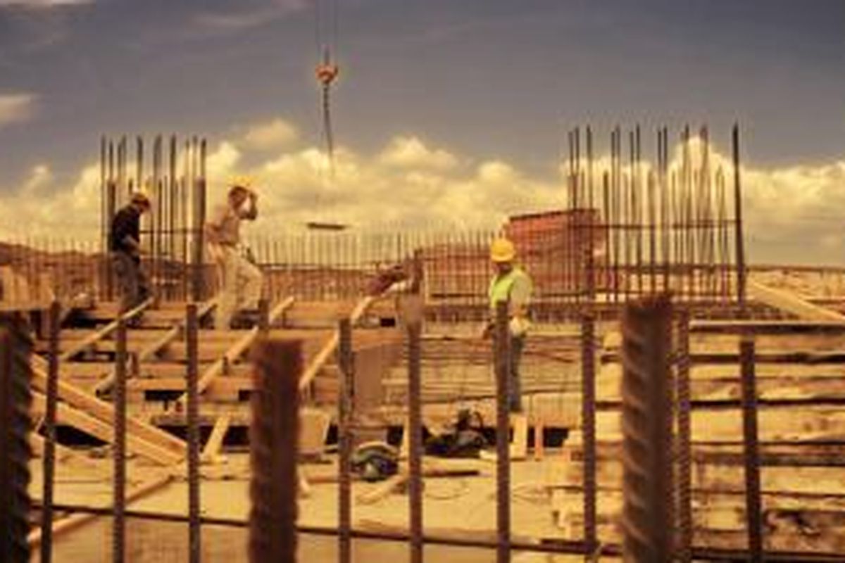 Proses pembangunan masjid Sancaklar, Turki.