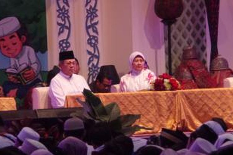 Presiden Susilo Bambang Yudhoyono melakukan buka puasa bersama anak yatim di Jakarta Convention Center (JCC), Kamis (17/7/2014).