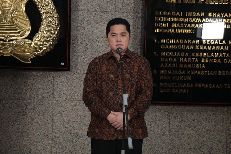 Menteri BUMN Erick Thohir di Mabes Polri, Jakarta Selatan, Kamis (13/8/2020).