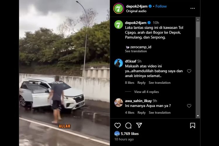 Video Mitsubishi Pajero Sport mengalami kecelakaan di jalan Tol Cijago