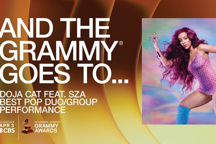 Doja Cat dan SZA menang Best Pop Duo/Group Performance di Grammy Awards 2022 lewat lagu Kiss Me More.