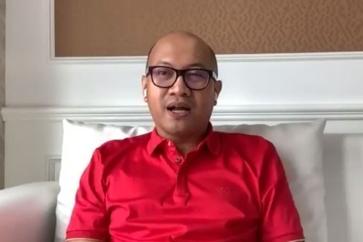 Direktur Utama Telkomsel, Setyanto Hantoro saat memaparkan kesiapan jaringan Telkomsel di momen RAFI 2020 lewat video conference CloudX, Selasa (21/4/2020). 
