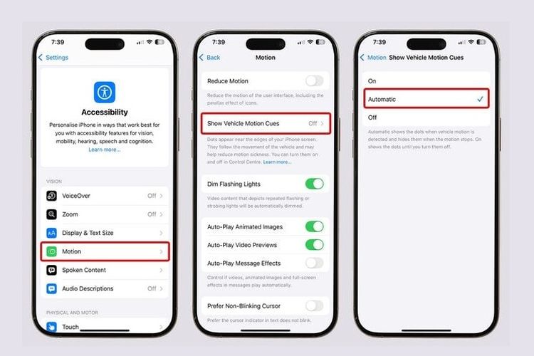 Cara aktifkan fitur Vehicle Motion Cues di iPhone.