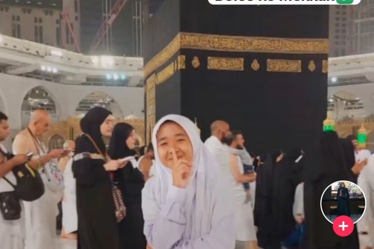 Tangkapan layar siswi SMP 4 Mataram viral berada di Mekkah