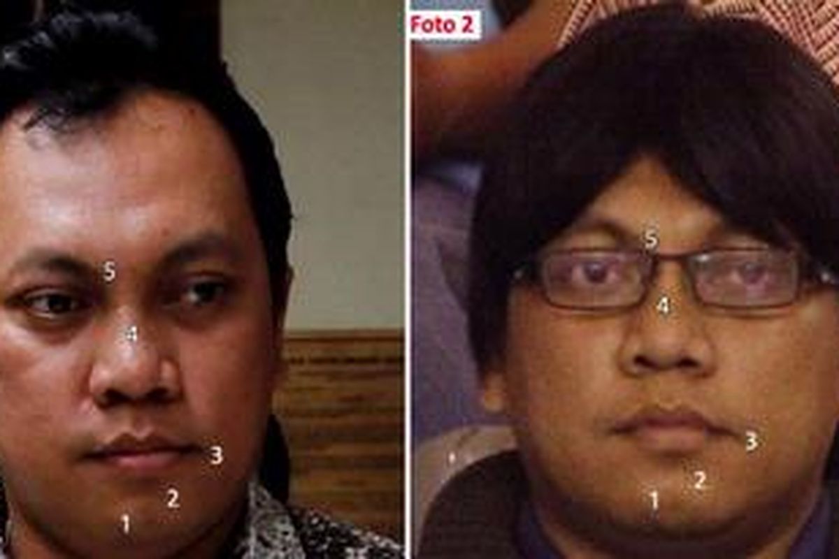 Foto 1 adalah foto Gayus Tambunan saat menghadiri sidang dengan agenda pembacaan eksepsi atau tanggapan atas dakwaan jaksa penuntut umum di Pengadilan Negeri Jakarta Selatan, Rabu (15/9/2010). Sementara foto 2 adalah foto lelaki yang mirip dengan Gayus saat sedang menonton tenis di Nusa Dua, Bali, Jumat (5/11/2010).