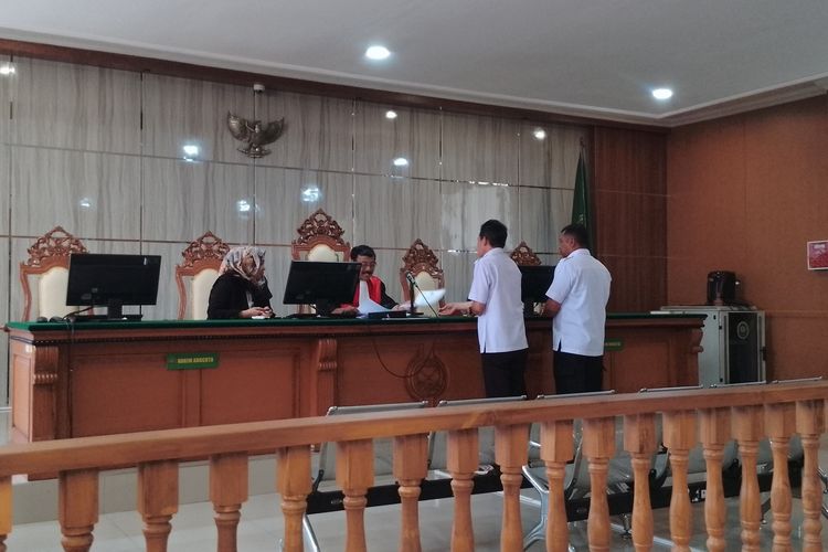 Suasana sidang praperadilan kasus pembunuhan Subang di Pengadilan Negeri Bandung, Kota Bandung, Jawa Barat, Senin (11/12/2023).