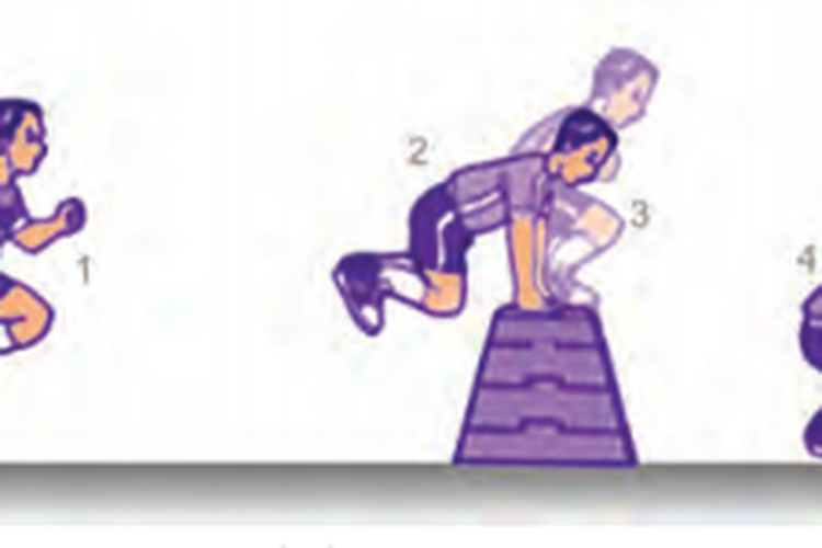 Ilustrasi lompat jongkok pada olahraga senam lantai
