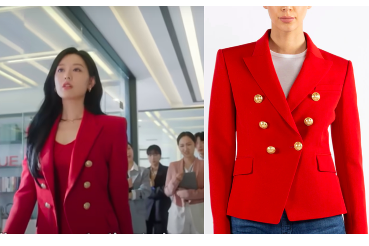 Balmain Grain de Poudre, salah satu outfit mewah Kim Ji Won yang berperan sebagai Hong Hae In di drama Queen of Tears