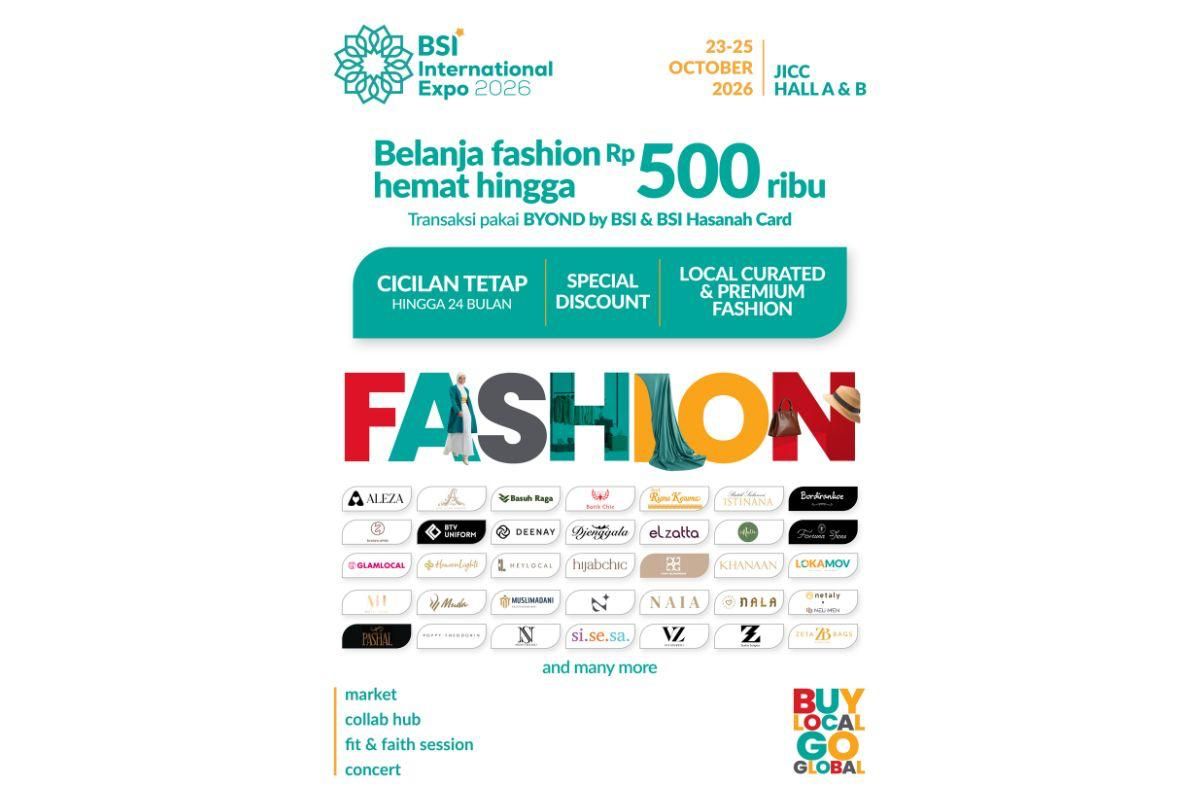 BSI International Expo 2026 menghadirkan berbagai tenan fashion yang telah dikurasi yang menawarkan pakaian muslim, hijab, hingga aksesori untuk melengkapi penampilan.