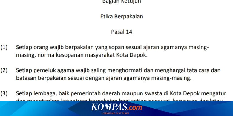 Begini Isi Raperda Kota Religius Di Depok Yang Atur Etika Berpakaian