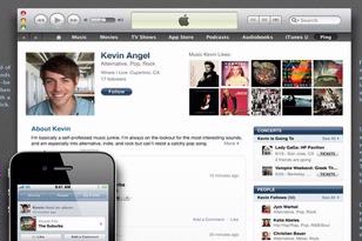 Ping, layanan jejaring sosial khusus musik yang bisa diakses lewat iTunes.