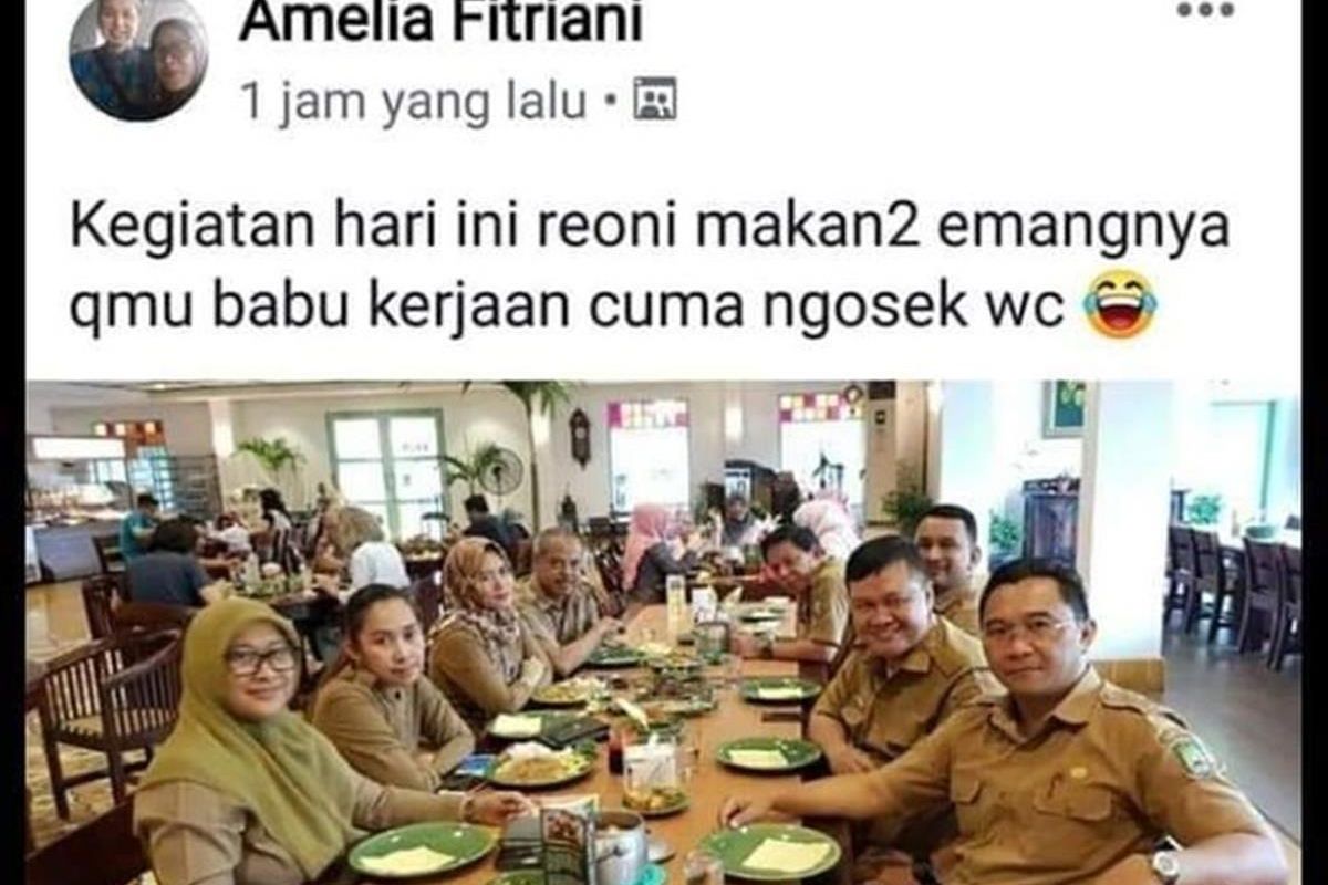 postingan Facebook ASN Tangerang bernama Amelia Fitriani hina 