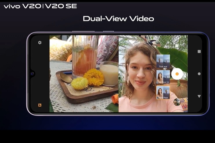 Tangkapan layar demo fitur Dual-View Video di Vivo V20.