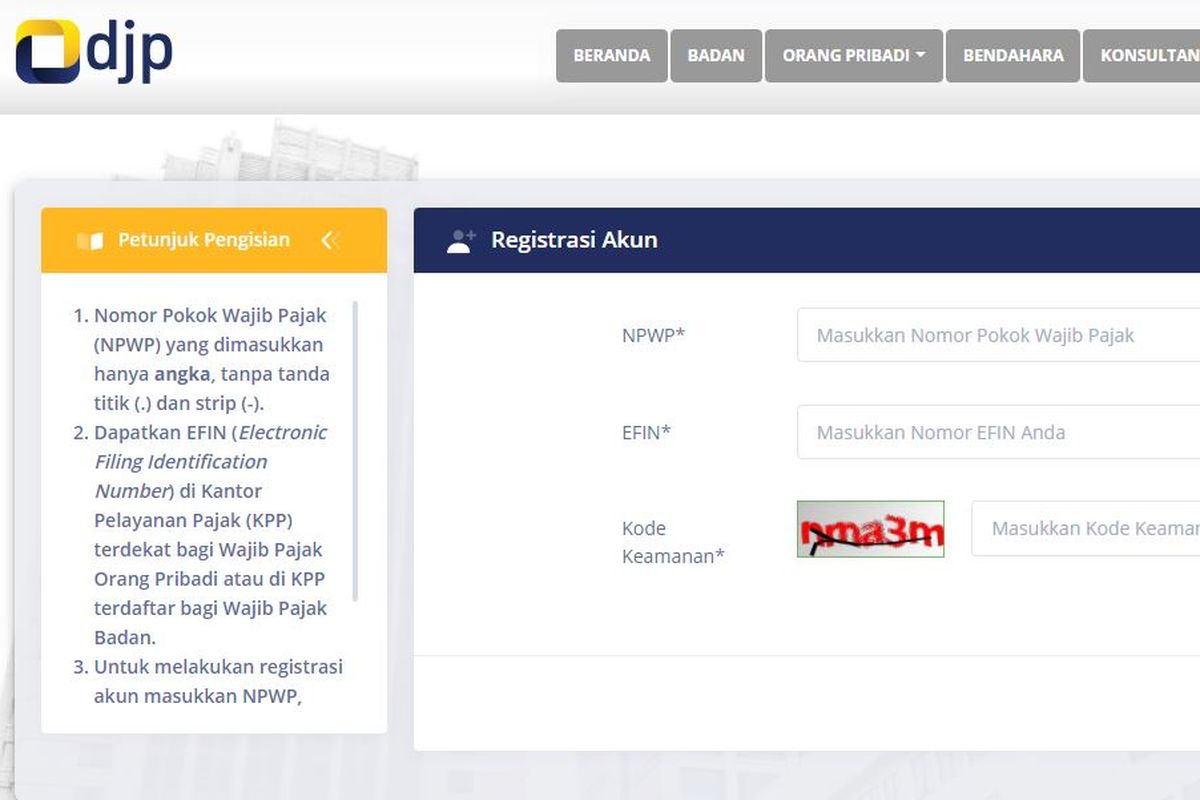 Cara Daftar DJP Onlin untuk lapor spt tahunan 