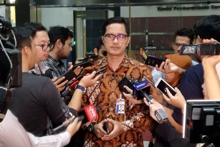 Juru Bicara KPK Febri Diansyah di Gedung Merah Putih KPK, Jakarta, Jumat (21/6/2019)