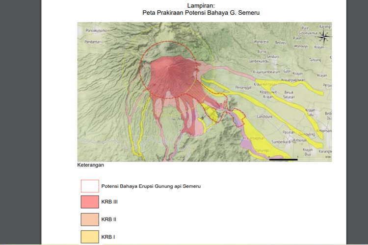 peta prakiraan bahaya gunung Semeru