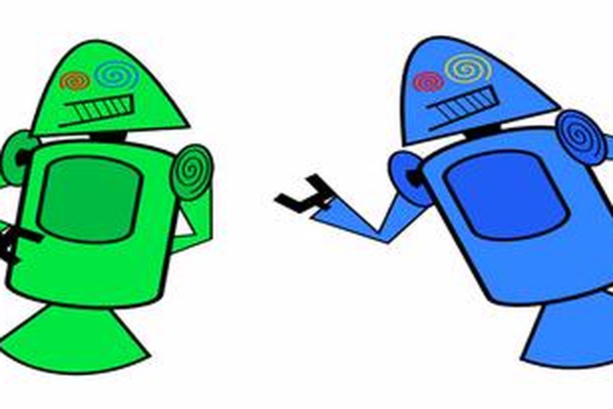 Dandroids, maskot Android buatan pemrogram software di Google, Dan Morril, yang mengakui dirinya amatir soal desain grafis.