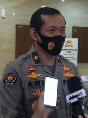 Kepala Biro Penerangan Masyarakat (Karopenmas) Divisi Humas Polri Brigjen (Pol) Awi Setiyono di Gedung Bareskrim Polri, Jakarta Selatan, Sabtu (8/8/2020).