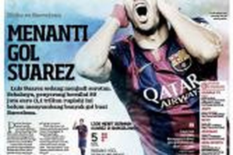 Sampul Harian BOLA edisi Sabtu (24/1/2015).