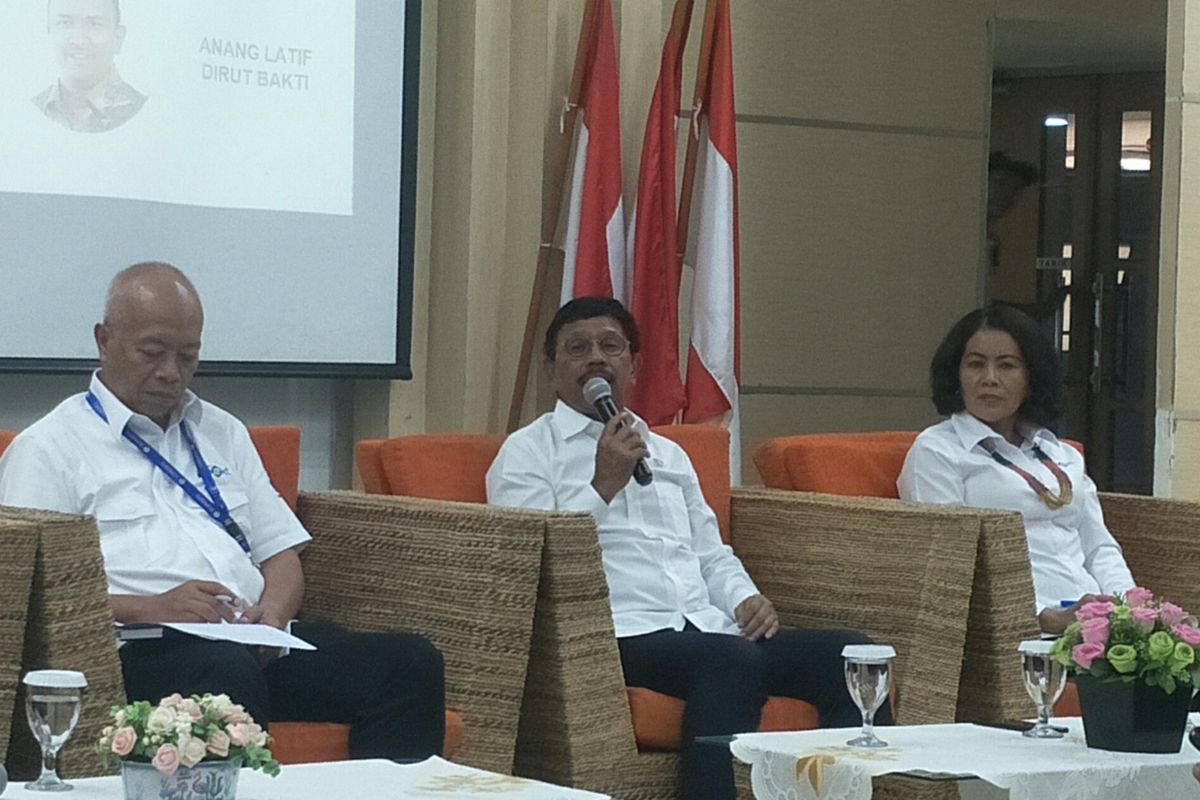 Menteri Komunikasi dan Informasi Johnny G Plate di Kantor Kominfo, Jakarta, Senin (28/10/2019)