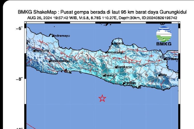 Gempa M 5,5 Gunungkidul Berada di Jalur Megathrust