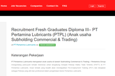 Anak Usaha Pertamina Buka Lowongan Kerja untuk Lulusan D3 dan Fresh Graduate