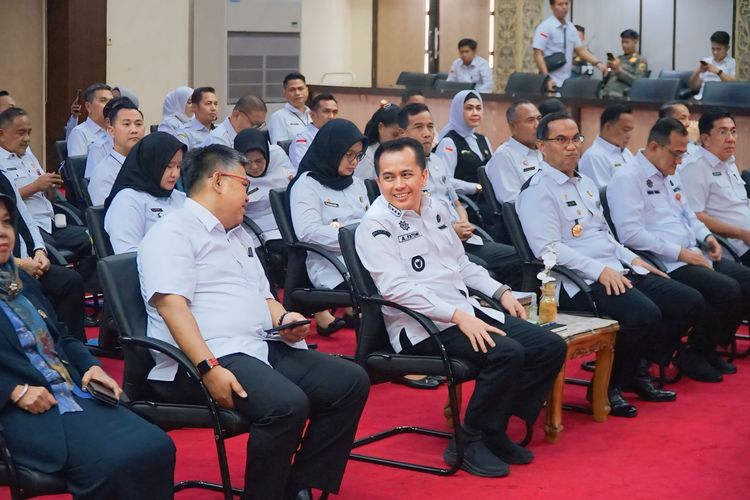Pengukuhan Tim Gugus Tugas Daerah Bisnis dan HAM Sumsel di Auditorium Bina Praja Pemprov Sumsel, Palembang, Sumatera Selatan, Rabu (13/3/2024).
