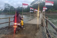 Euforia HUT RI, Bendera Merah Putih Berbaris di Jembatan Bambu yang Menghubungkan Kulon Progo–Bantul