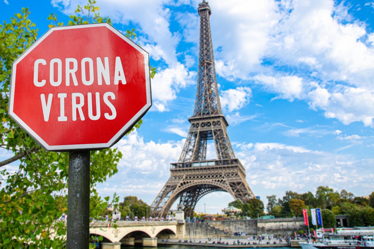 Ilustrasi virus corona di Paris, Perancis.