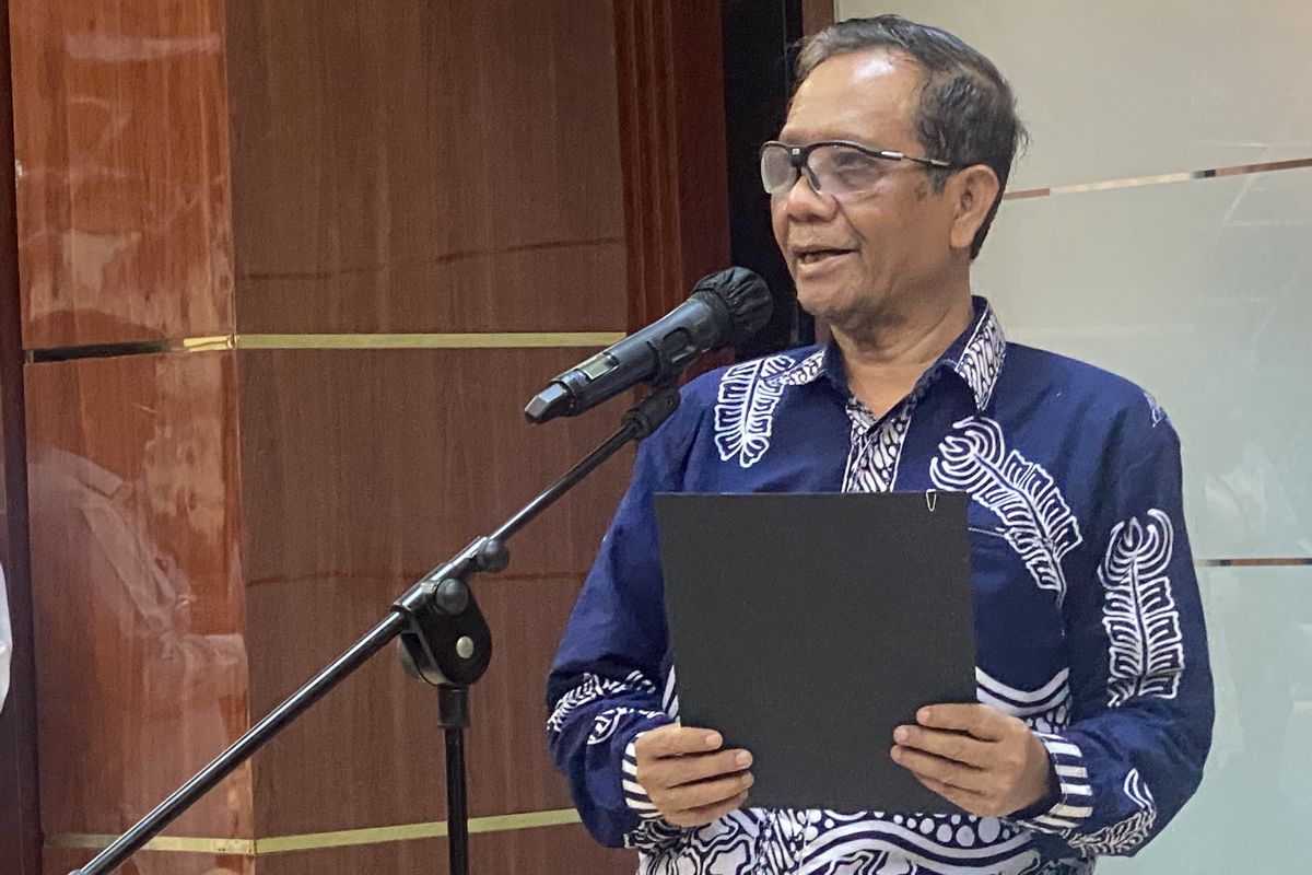 Indonesia's chief security minister Mahfud MD, who is also the head of the Joint Independent Fact-finding Team (TGIPF) for the Kanjuruhan Stadium tragedy, speaks at his office on Tuesday, October 11, 2022. 