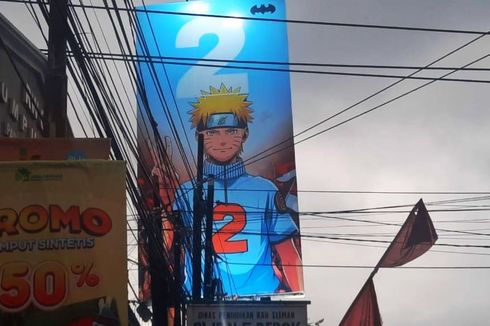 Viral, Baliho Bergambar Naruto Acungkan 2 Jari di Sleman